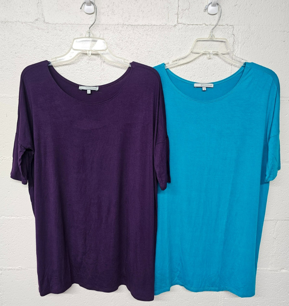 Emma's Closet Women's Oversized Sz Small Tunic Top Purple Teal Flaw